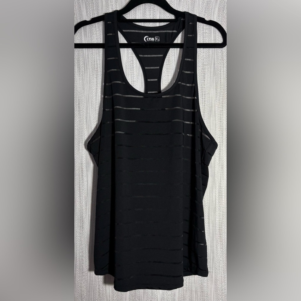 ZYIA Black Sheer Stripe Tank Top
